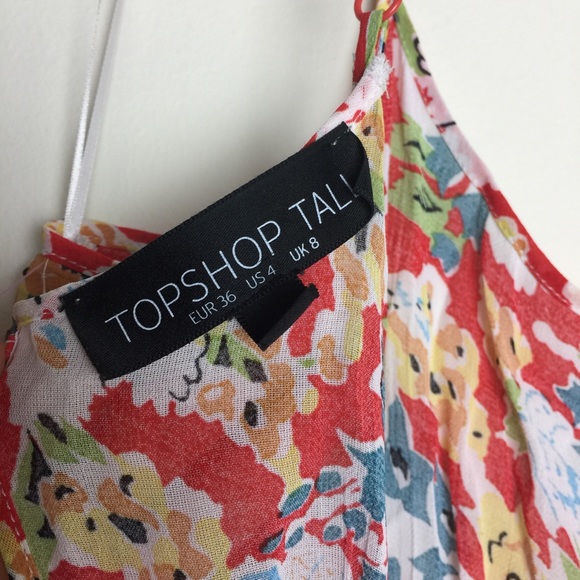 Topshop Floral Print fall on flowy dress short sz4 - Picture 7 of 8